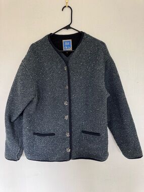 Alf Kuhl Vintage Norwegian Fleece Metal Button Jacket size Large